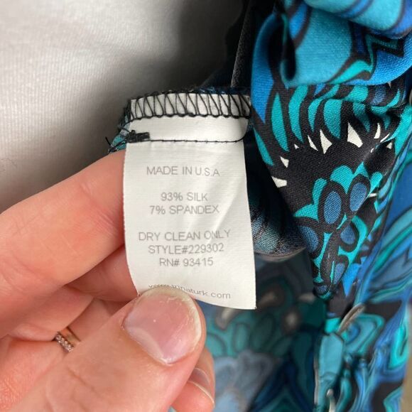 Trina Turk Silk Paisley Button Down Top with Ruffles, size 0 - FAIR - Picture 6 of 7